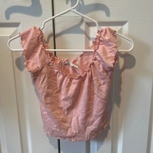 Kimchi Blue Pink off the Shoulder Crop Top, size Large